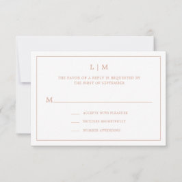 Tarjeta De Confirmación De Asistencia Simple Rosa Monograma Rosa Elegante Boda