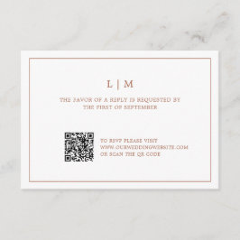 Tarjeta De Confirmación De Asistencia Simple Terracota Monograma Código QR Boda Elegante