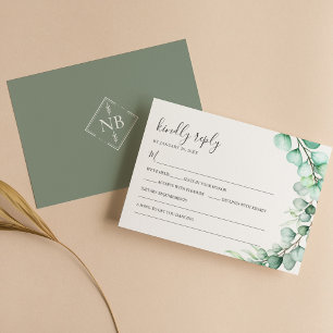 Tarjeta De Confirmación De Asistencia Simple vegetación Eucalyptus deja Boda
