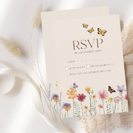 Tarjeta De Confirmación De Asistencia Simple y colorida boda floral de flores silvestres