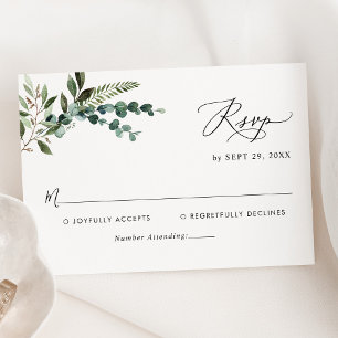 Tarjeta De Confirmación De Asistencia Simple y moderno Eucalyptus Greenery Boda