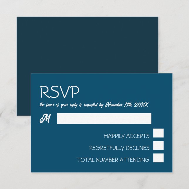 Tarjeta De Confirmación De Asistencia Simplemente Boda Moderna y Tendenciosa (Anverso / Reverso)