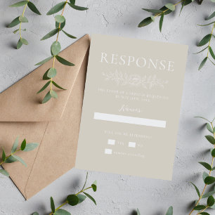 Tarjeta De Confirmación De Asistencia Simplicidad Floral 1 Beige Ostra Minimalista Boda