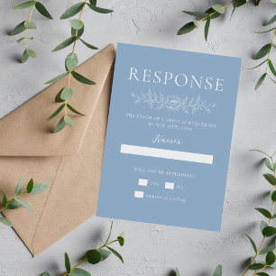 Tarjeta De Confirmación De Asistencia Simplicidad Floral 1 Boda Minimal Azul Glaciar