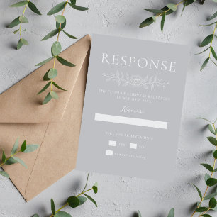 Tarjeta De Confirmación De Asistencia Simplicidad Floral 1 Boda Minimalista Gris Estelar