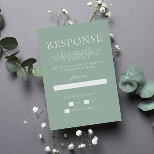 Tarjeta De Confirmación De Asistencia Simplicidad Floral 1 Boda Minimalista Moderna Verd