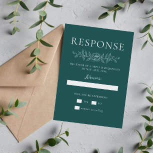 Tarjeta De Confirmación De Asistencia Simplicidad Floral 1 Boda Minimalista Verde Azul P