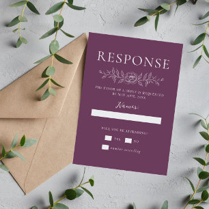 Tarjeta De Confirmación De Asistencia Simplicidad Floral 1 Bodas Minimalistas de Uva Púr