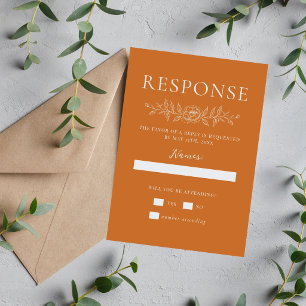 Tarjeta De Confirmación De Asistencia Simplicidad Floral 1 Naranja Calabaza Boda Minimal