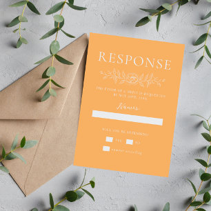 Tarjeta De Confirmación De Asistencia Simplicidad Floral 1 Naranja Sorbete Boda Minimali