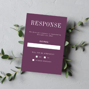 Tarjeta De Confirmación De Asistencia Simplicidad floral 2 Bodas minimalistas de uva