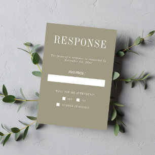 Tarjeta De Confirmación De Asistencia Simplicidad Floral 2 Verde Musgo Minimalista Boda