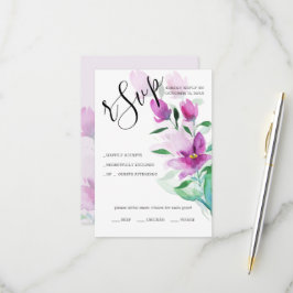 Tarjeta De Confirmación De Asistencia Singularidad de las flores de arte en acuarela de