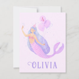 Tarjeta De Confirmación De Asistencia Sirenita bajo el mar Fiesta de edad Chica de cumpl