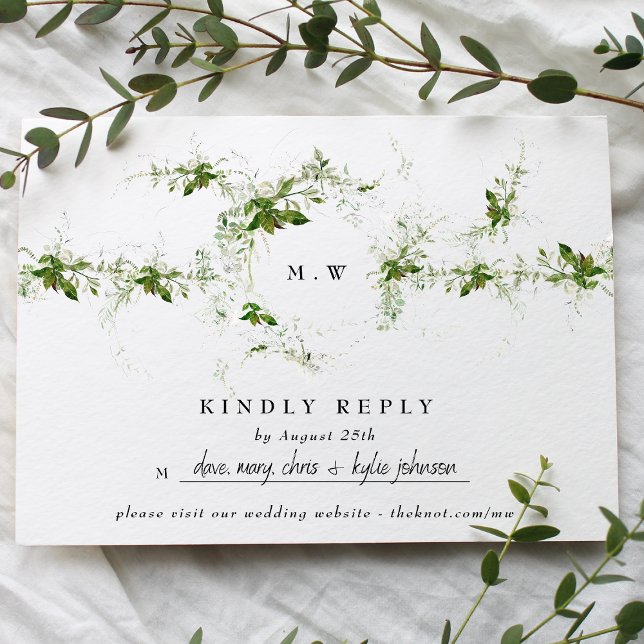 Tarjeta De Confirmación De Asistencia Sitio web | Boda Monograma Eucalyptus (Subido por el creador)
