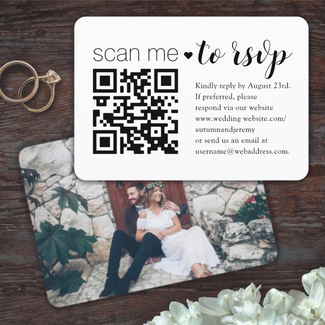 Tarjeta De Confirmación De Asistencia Sitio web boda QR Código Archivo fotográfico moder (Subido por el creador)
