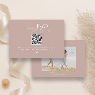 Tarjeta De Confirmación De Asistencia Sitio web de boda con código QR Minimalista Rosa P