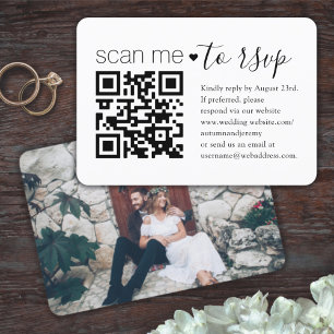 Tarjeta De Confirmación De Asistencia Sitio web de boda con código QR y foto Enclusión s
