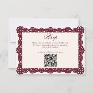 Tarjeta De Confirmación De Asistencia Sitio web de boda de encaje de marfil de Borgoña v