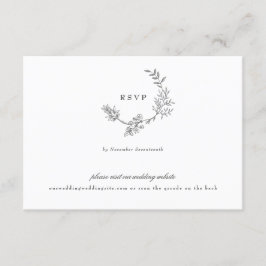 Tarjeta De Confirmación De Asistencia sitio web de monograma gris clásico boda QR CODE B
