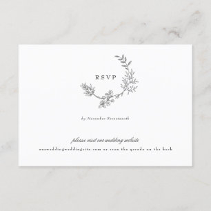 Tarjeta De Confirmación De Asistencia sitio web de monograma gris clásico boda QR CODE B