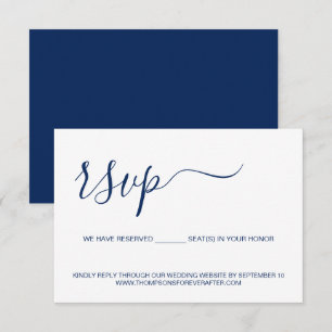 Tarjeta De Confirmación De Asistencia Sitio Web del Boda de asientos reservados azul sim
