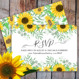 Tarjeta De Confirmación De Asistencia Sitio web del Boda de girasoles acuarelas