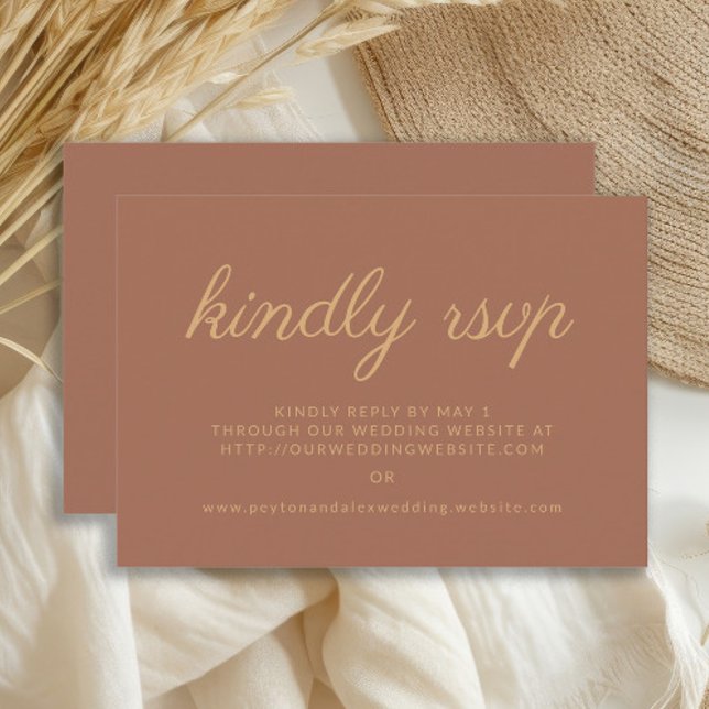 Tarjeta De Confirmación De Asistencia Sitio web del Boda de Naranjas quemados de óxido,  (Terracotta/burnt orange wedding RSVP card)