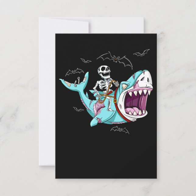 Tarjeta De Confirmación De Asistencia Skeleton Riding Zombie Shark Gracioso regalo de Ha (Anverso)