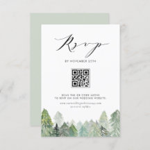 Snowy Evergreen Forest QR Code Boda de Invierno