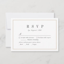 Tarjeta De Confirmación De Asistencia Sofisticado boda minimalista blanco y negro