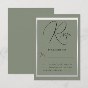 Tarjeta De Confirmación De Asistencia Sofisticado Boda Sage & Silver