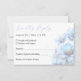 Tarjeta De Confirmación De Asistencia Soft Blue Himalayan Poppy Flower Garden Wedding 