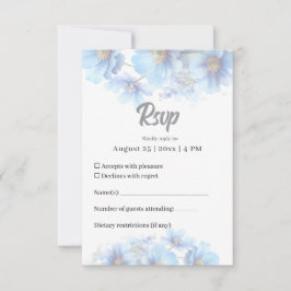Tarjeta De Confirmación De Asistencia Soft Blue Himalayan Poppy Flower Garden Wedding 