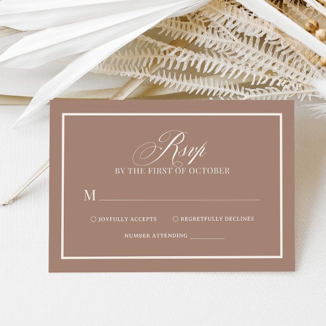 Tarjeta De Confirmación De Asistencia Soft Mocha Taupe | Luxe Neutral Wedding (Subido por el creador)