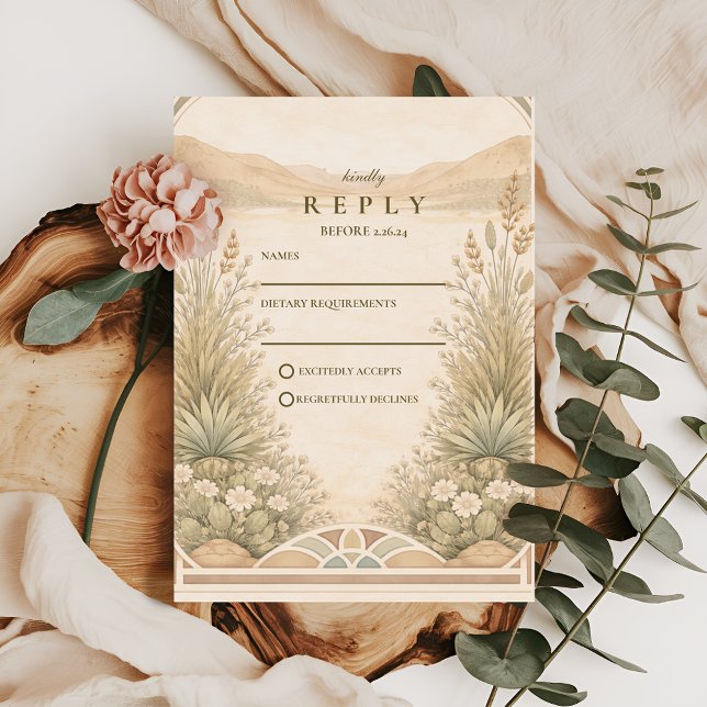 Tarjeta De Confirmación De Asistencia Soft Neutral Desert Florals Wedding (Subido por el creador)