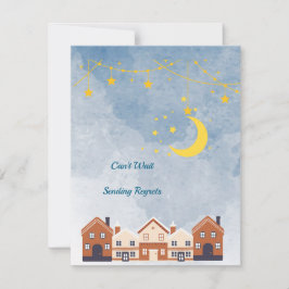 Tarjeta De Confirmación De Asistencia Sol Baby Shower gemelo, luna, estrellas