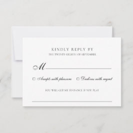 Tarjeta De Confirmación De Asistencia Solicitud de Canción de Boda Elegante en Blanco y