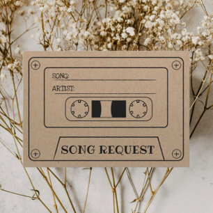 Tarjeta De Confirmación De Asistencia Solicitud de canción de boda rústica Casete Kraft 