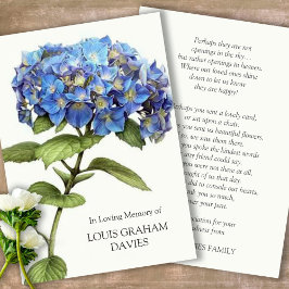 Tarjeta De Confirmación De Asistencia Solidaridad Blue Hydrangea Funeral Gracias Tarjeta
