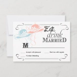 Tarjeta De Confirmación De Asistencia Sombreros de boda de lesbianas vintage de pizarra