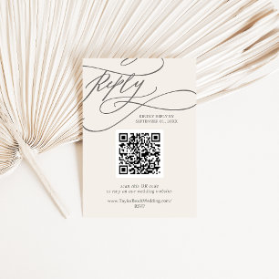 Tarjeta De Confirmación De Asistencia SOPHIA QR Code Beige Cream Boda moderno de moda
