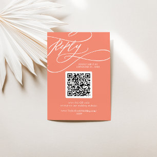 Tarjeta De Confirmación De Asistencia SOPHIA QR Code Moderno Beach Bright Coral Boda