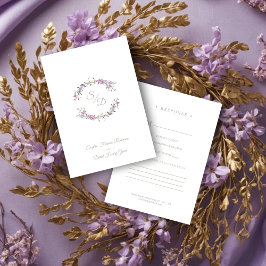 Tarjeta De Confirmación De Asistencia Sophisticated Elegant Lilac Floral Wedding Garland