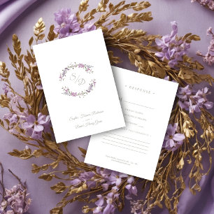 Tarjeta De Confirmación De Asistencia Sophisticated Elegant Lilac Floral Wedding Garland