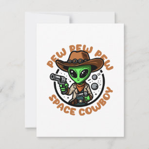 Tarjeta De Confirmación De Asistencia Space Cowboy Funny Alien