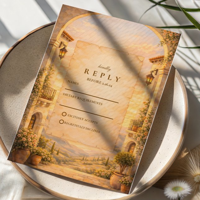 Tarjeta De Confirmación De Asistencia Spanish Archway Romance Wedding (Subido por el creador)