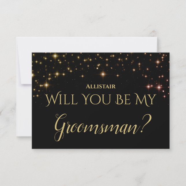 Tarjeta De Confirmación De Asistencia Sparkles brillantes ¿Serás mi Groomsman? (Anverso)