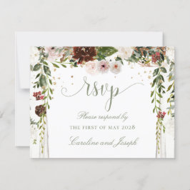 Tarjeta De Confirmación De Asistencia Sparkling Gold Floral Chuppah Canopy Boda