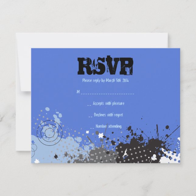 Tarjeta De Confirmación De Asistencia SPLATTERED Bar Bat Mitzvah Reply Card (Anverso)